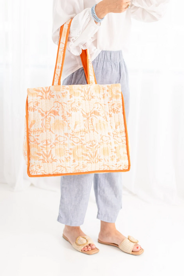 Quilted Block Print Summer Tote